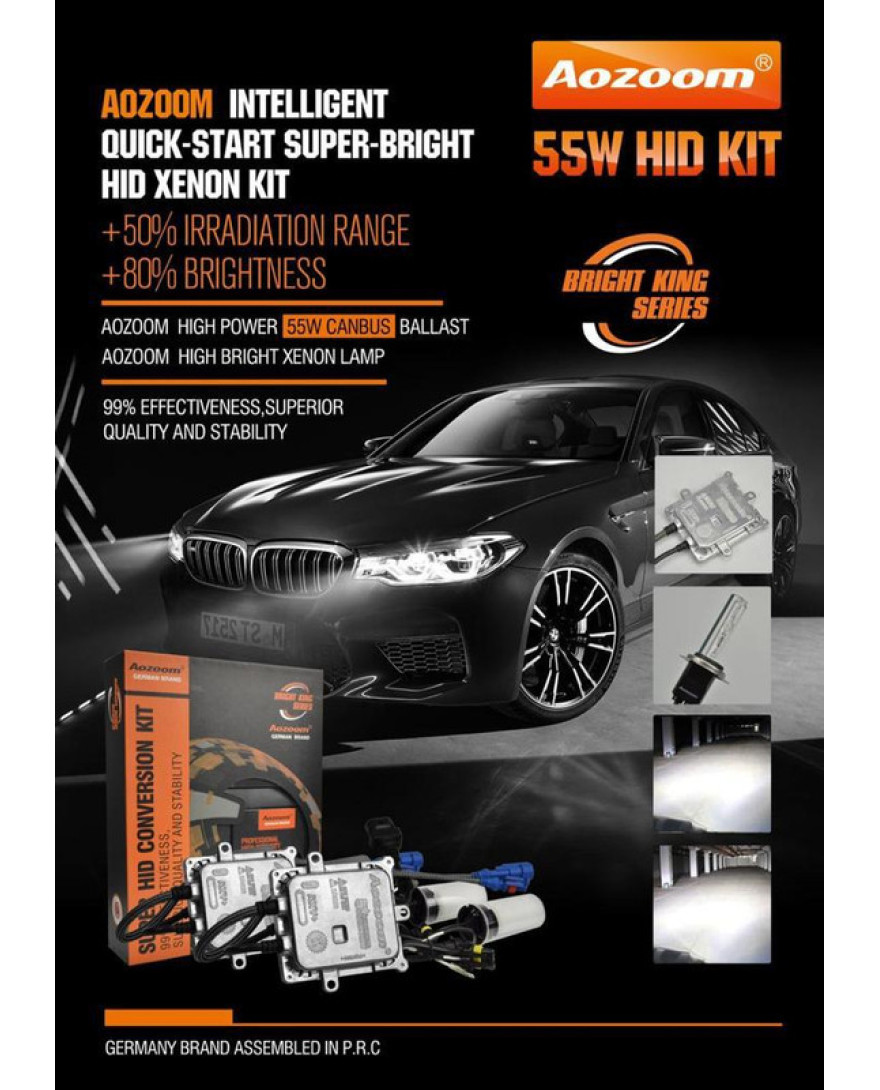 AOZOOM Intelligent Quick Start Super Bright HID Xenon Kit | 55W 6000K Temprature